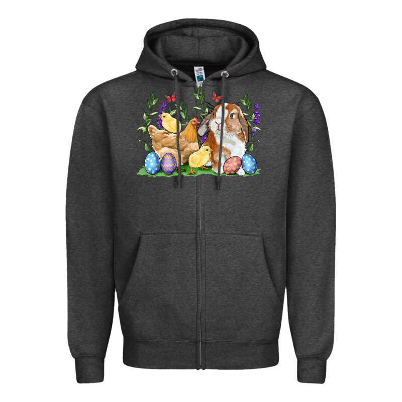 Easter Bunny And Chicks With Floral Zipper Hoodie by RanaPortraitStore | Teevron