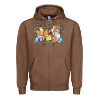 Chestnut Easter bunny and chicks with floral Zipper Hoodie - RanaPortraitStore