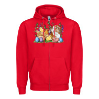Red Easter bunny and chicks with floral Zipper Hoodie - RanaPortraitStore