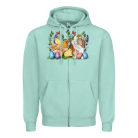 Seafoam Easter bunny and chicks with floral Zipper Hoodie - RanaPortraitStore