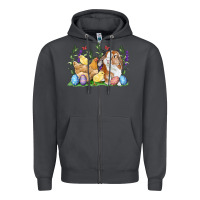 Smoke Easter bunny and chicks with floral Zipper Hoodie - RanaPortraitStore