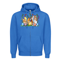True Royal Easter bunny and chicks with floral Zipper Hoodie - RanaPortraitStore