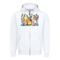 White Easter bunny and chicks with floral Zipper Hoodie - RanaPortraitStore
