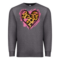 Charcoal Heather Leopard Pink Glitter Heart Premium Sweatshirt - Jasminsmagicworld