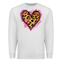 Oatmeal Heather Leopard Pink Glitter Heart Premium Sweatshirt - Jasminsmagicworld