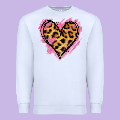 Leopard Pink Glitter Heart Premium Sweatshirt Designed By Jasminsmagicworld