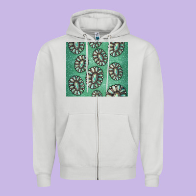 Turquoise Gemstone Glitter Zipper Hoodie Designed By Jasminsmagicworld