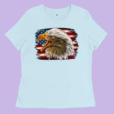 Western American Flag Eagle Ladies Tee Designed By Lillyallendesigns