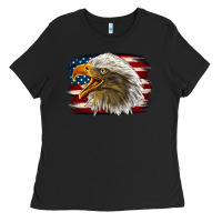 Black Western American Flag Eagle Ladies Tee - LillyAllenDesigns