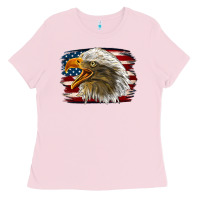 Bubblegum Pink Western American Flag Eagle Ladies Tee - LillyAllenDesigns