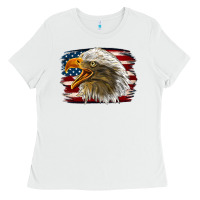 White Western American Flag Eagle Ladies Tee - LillyAllenDesigns