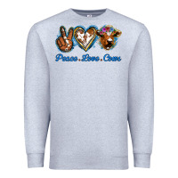 Heather Grey Peace Love Cows Premium Sweatshirt - Jasminsmagicworld