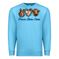Ocean Blue Peace Love Cows Premium Sweatshirt - Jasminsmagicworld