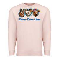 Pale Pink Peace Love Cows Premium Sweatshirt - Jasminsmagicworld