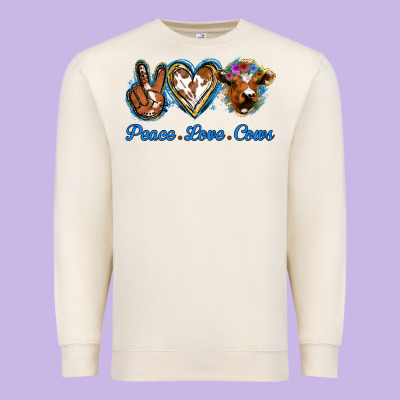 Peace Love Cows Premium Sweatshirt Designed By Jasminsmagicworld