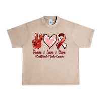 French Oak Peace Love Cure Heart And Neck Cancer Urban Heavy Tee - Jasminsmagicworld