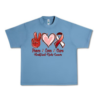 Pebble Blue Peace Love Cure Heart And Neck Cancer Urban Heavy Tee - Jasminsmagicworld
