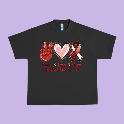 Peace Love Cure Heart And Neck Cancer Urban Heavy Tee Designed By Jasminsmagicworld