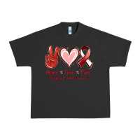 Pigment Black Peace Love Cure Heart And Neck Cancer Urban Heavy Tee - Jasminsmagicworld