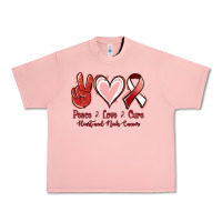 Salmon Peace Love Cure Heart And Neck Cancer Urban Heavy Tee - Jasminsmagicworld