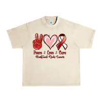 Sandshell Peace Love Cure Heart And Neck Cancer Urban Heavy Tee - Jasminsmagicworld