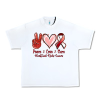 White Peace Love Cure Heart And Neck Cancer Urban Heavy Tee - Jasminsmagicworld
