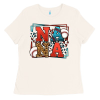 Bone Baseball nana leopard frame Ladies Tee - LillyAllenDesigns