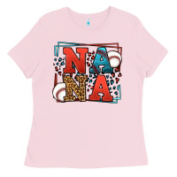 Bubblegum Pink Baseball nana leopard frame Ladies Tee - LillyAllenDesigns