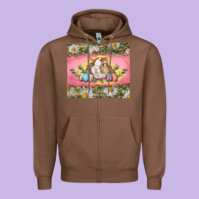 Easter Bunny And Eggs Zipper Hoodie Designed By Ranaportraitstore
