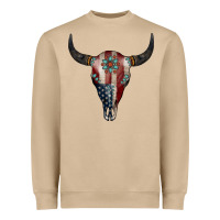 American Bull Skull Gemstone Heavyweight Sweatshirt | Teevron