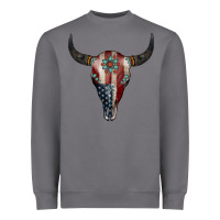 Storm American Bull Skull Gemstone Heavyweight Sweatshirt - Jasminsmagicworld