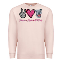 Pale Pink Peace Love Pitties Premium Sweatshirt - Jasminsmagicworld