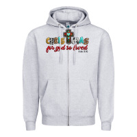 Heather Grey christmas for god so loved john 3 16 Zipper Hoodie - Jasminsmagicworld