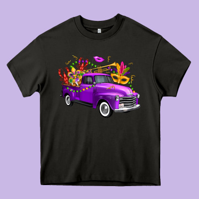 Mardi Gras Truck King's Cake Heavy Core Tee Designed By Fadigitalartstudio
