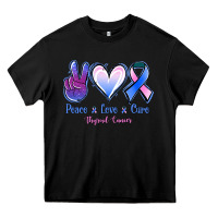Black Peace Love Cure Thyroid Cancer Heavy Core Tee - Jasminsmagicworld