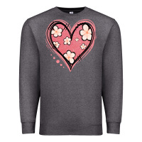 Charcoal Heather floral pink glitter heart Premium Sweatshirt - Jasminsmagicworld