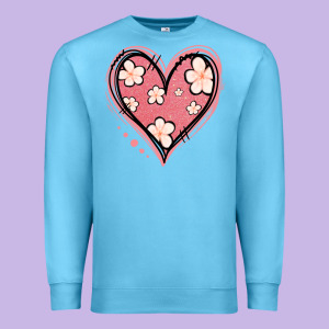 Floral Pink Glitter Heart Premium Sweatshirt Designed By Jasminsmagicworld