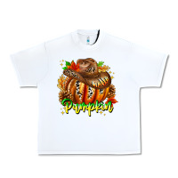 White Hello Pumpkin Urban Heavy Tee - CowhideDigitalArt