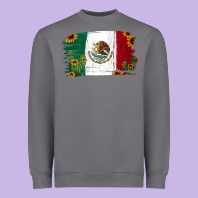 Mexican Flag Cactus Sunflower Heavyweight Sweatshirt Designed By Jasminsmagicworld