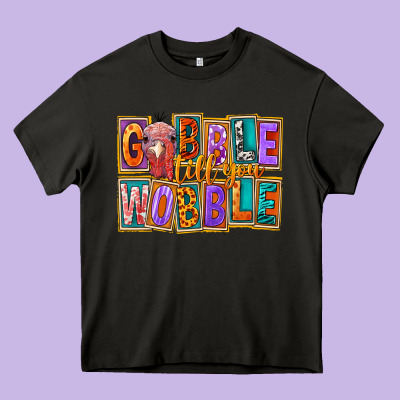 Gobble Till You Wobble Heavy Core Tee Designed By Fadigitalartstudio