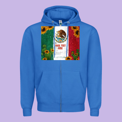 Preview Cactus Sunflower Mexican Flag Zipper Hoodie Designed By Jasminsmagicworld