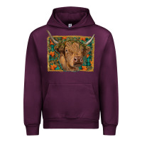 Mauve Wine highland cow fall Urban Hoodie - RanaPortraitStore