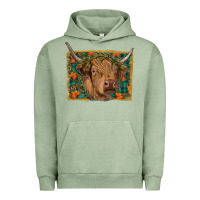 Pigment Oil Green highland cow fall Urban Hoodie - RanaPortraitStore
