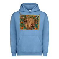 Pigment Pebble Blue highland cow fall Urban Hoodie - RanaPortraitStore