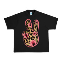 Black Floral Leopard Peace Sign Urban Heavy Tee - Jasminsmagicworld