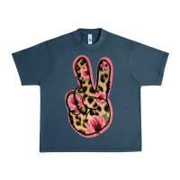 Midnight Navy Floral Leopard Peace Sign Urban Heavy Tee - Jasminsmagicworld