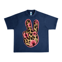 Navy Floral Leopard Peace Sign Urban Heavy Tee - Jasminsmagicworld