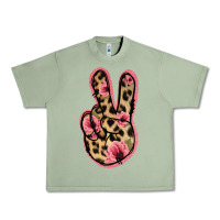Oil Green Floral Leopard Peace Sign Urban Heavy Tee - Jasminsmagicworld