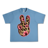 Pebble Blue Floral Leopard Peace Sign Urban Heavy Tee - Jasminsmagicworld