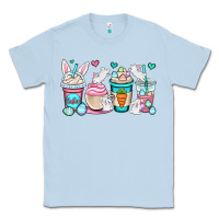 Dusty Blue Easter bunnies coffee cups Classic Tee - OliviaCreatesArt